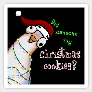 Curious Peeking Christmas Pigeon Looking for Cookies Sticker